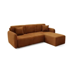 Divani Angolari|Divani Letto Con Penisola > Dmora Divano Letto con Penisola Contenitore Reclinabile 207x148 cm, Reversibile - Pagno Arancione Scuro