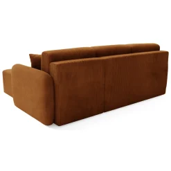 Divani Angolari|Divani Letto Con Penisola > Dmora Divano Letto con Penisola Contenitore Reclinabile 207x148 cm, Reversibile - Pagno Arancione Scuro