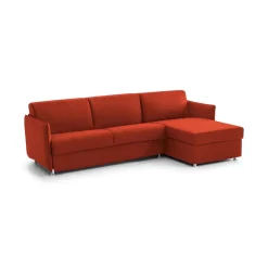 Divani Angolari|Divani Letto Con Penisola > Dmora Divano Letto con Penisola Sfoderabile Contenitore 260x160 cm, Idrorepellente Multiposizione Trasformabile in Letto Made in Italy - Sumirago Arancione