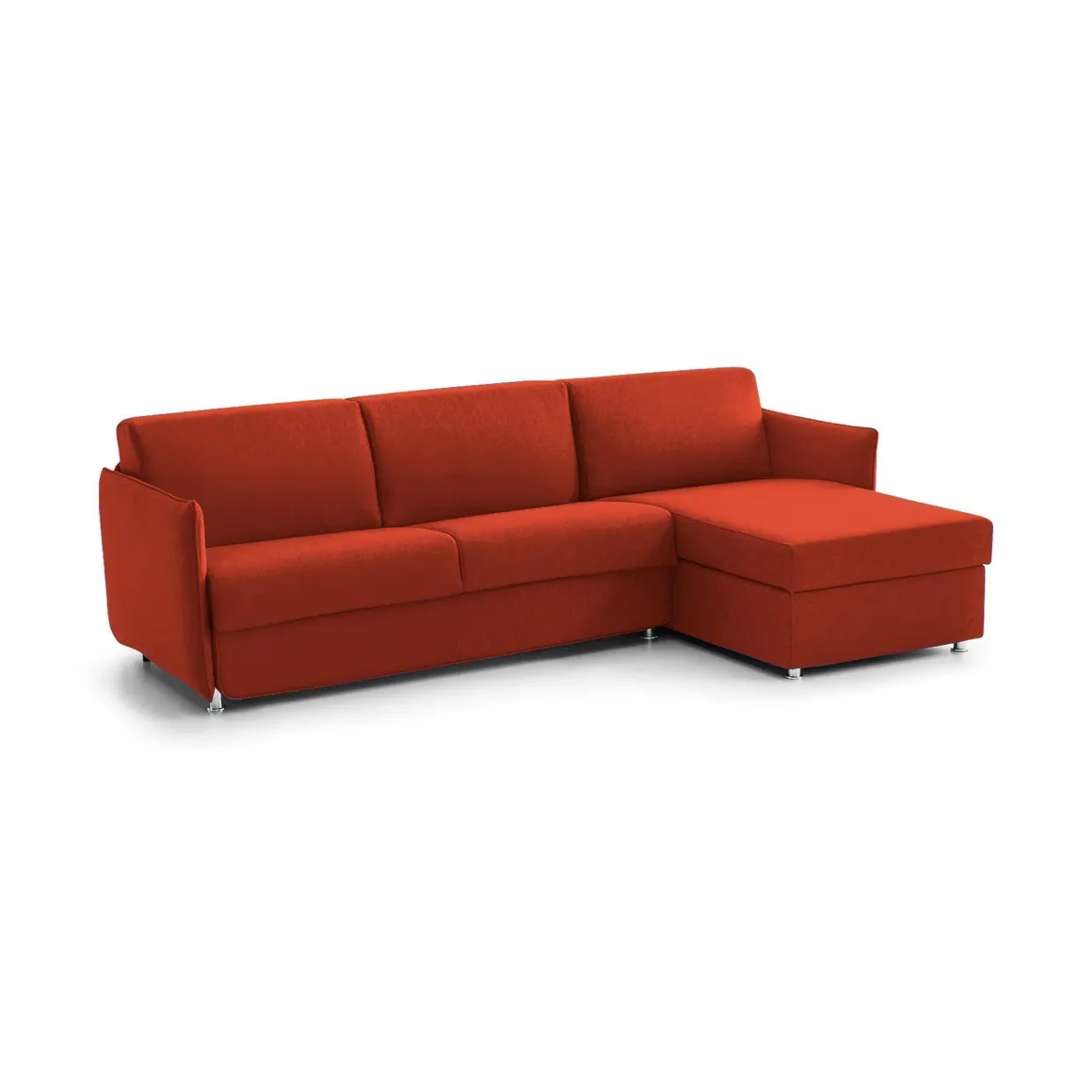 Divani Angolari|Divani Letto Con Penisola > Dmora Divano Letto con Penisola Sfoderabile Contenitore 260x160 cm, Idrorepellente Multiposizione Trasformabile in Letto Made in Italy - Sumirago Arancione