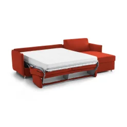 Divani Angolari|Divani Letto Con Penisola > Dmora Divano Letto con Penisola Sfoderabile Contenitore 260x160 cm, Idrorepellente Multiposizione Trasformabile in Letto Made in Italy - Sumirago Arancione