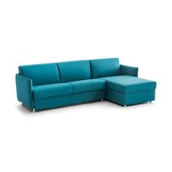 Divani Angolari|Divani Letto Con Penisola > Dmora Divano Letto con Penisola Sfoderabile Contenitore 260x160 cm, Idrorepellente Multiposizione Trasformabile in Letto Made in Italy - Sumirago Azzurro