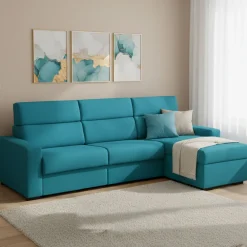 Divani Angolari|Divani Letto Con Penisola > Dmora Divano Letto con Penisola Sfoderabile Contenitore 280x160 cm, Idrorepellente Multiposizione Trasformabile in Letto Made in Italy - Pusiano Azzurro