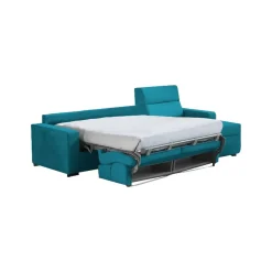 Divani Angolari|Divani Letto Con Penisola > Dmora Divano Letto con Penisola Sfoderabile Contenitore 280x160 cm, Idrorepellente Multiposizione Trasformabile in Letto Made in Italy - Pusiano Azzurro