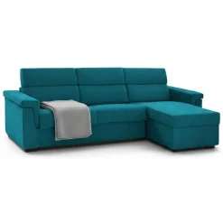 Divani Angolari|Divani Letto Con Penisola > Dmora Divano Letto con Penisola Sfoderabile Contenitore 285x160 cm, Idrorepellente Multiposizione Trasformabile in Letto Made in Italy - Priverno Azzurro