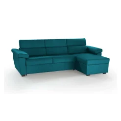 Divani Angolari|Divani Letto Con Penisola > Dmora Divano Letto con Penisola Sfoderabile Contenitore 285x160 cm, Idrorepellente Trasformabile in Letto Rete Elettrosaldata Made in Italy - Esca Azzurro