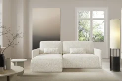 Divano Letto con Penisola Beige Chiaro Contenitore Reclinabile 207x148 cm, Reversibile - Pagno