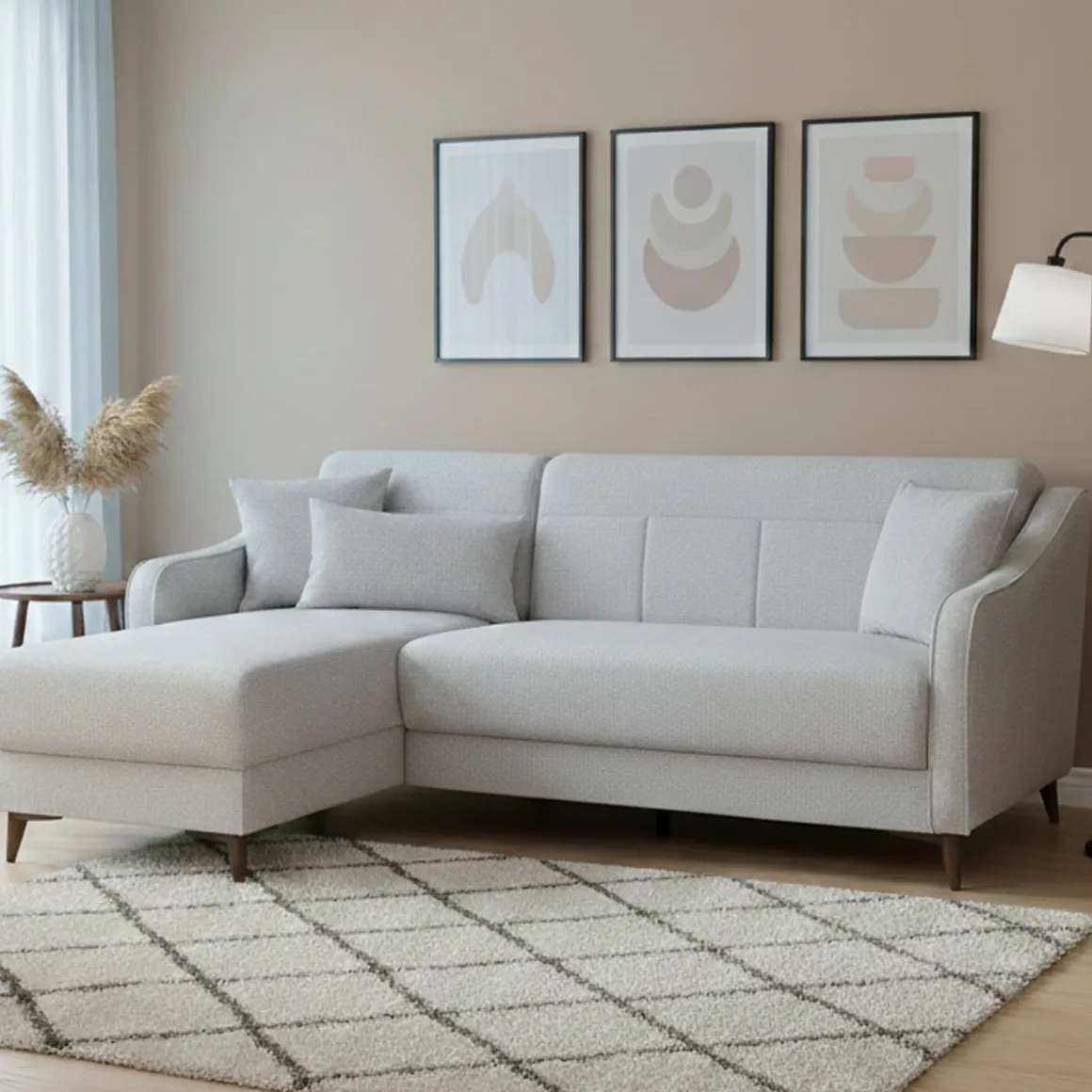 Divani Angolari|Divani Letto Con Penisola > Dmora Divano Letto con Penisola Contenitore Cuscini Sfoderabili 210x149 cm, Reclinabile - Pergola Beige