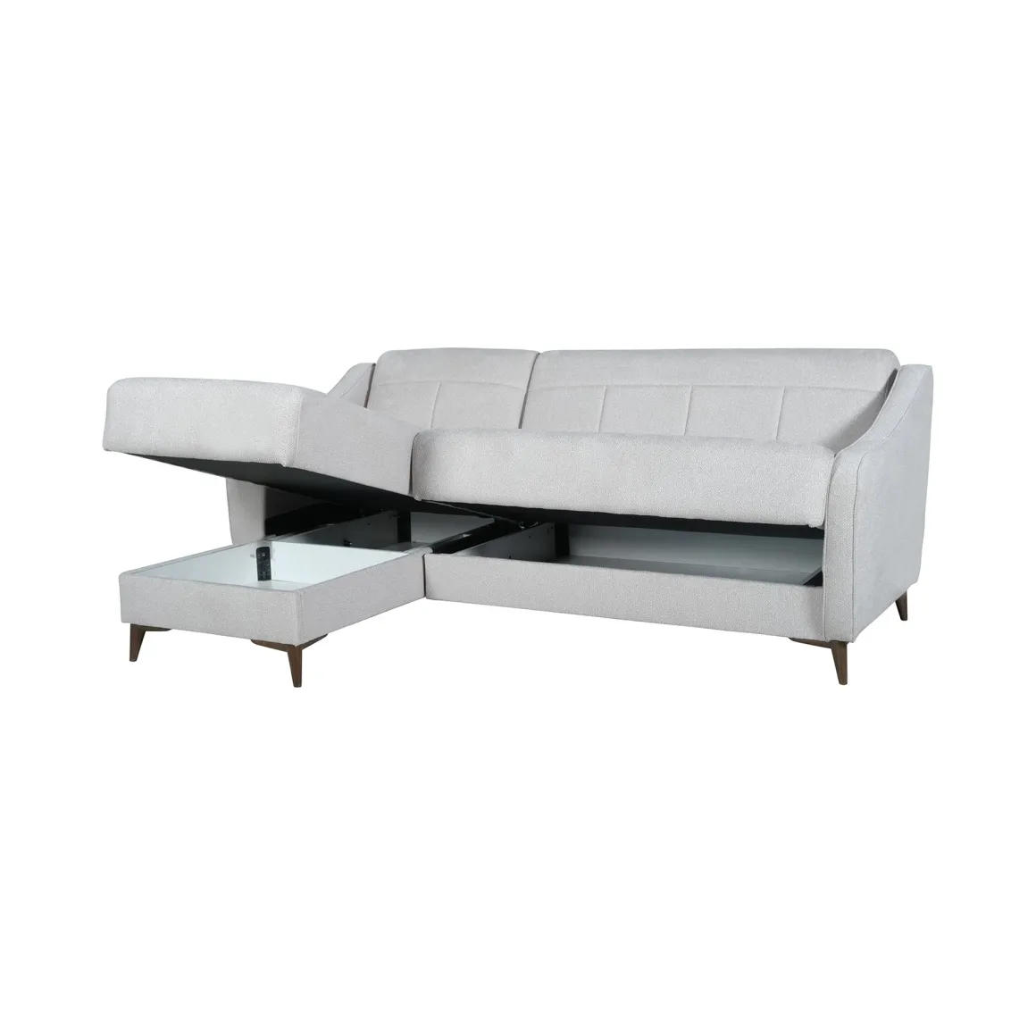 Divani Angolari|Divani Letto Con Penisola > Dmora Divano Letto con Penisola Contenitore Cuscini Sfoderabili 210x149 cm, Reclinabile - Pergola Beige