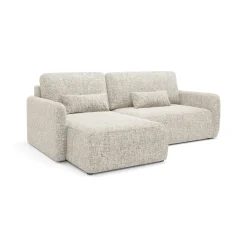 Divani Angolari|Divani Letto Con Penisola > Dmora Divano Letto con Penisola Contenitore Reclinabile 229x148 cm, Cuscini Sfoderabili - Rezzo Beige