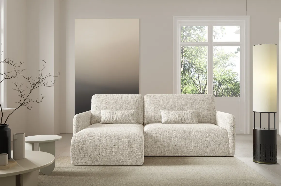 Divani Angolari|Divani Letto Con Penisola > Dmora Divano Letto con Penisola Contenitore Reclinabile 229x148 cm, Cuscini Sfoderabili - Rezzo Beige