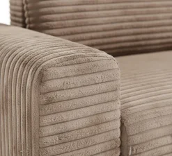 Divano Letto con Penisola Beige Contenitore Reclinabile 268x163 cm, Cuscini Sfoderabili - Folgarida