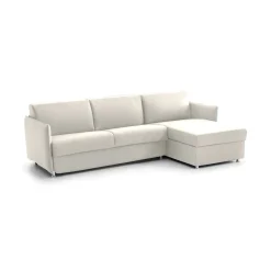Divani Angolari|Divani Letto Con Penisola > Dmora Divano Letto con Penisola Sfoderabile Contenitore 260x160 cm, Idrorepellente Trasformabile in Letto Multiposizione Made in Italy - Scordia Beige