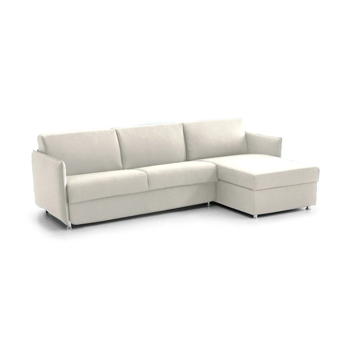 Divano Letto con Penisola Beige Sfoderabile Contenitore 260x160 cm, Idrorepellente Trasformabile in Letto Made in Italy - Sumirago