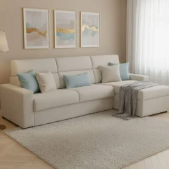 Divani Angolari|Divani Letto Con Penisola > Dmora Divano Letto con Penisola Sfoderabile Contenitore 280x160 cm, Idrorepellente Multiposizione Trasformabile in Letto Made in Italy - Pusiano Beige