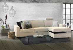 Divano letto con penisola beige 260x95cm - Afar