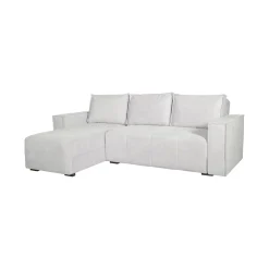 Divani Angolari|Divani Letto Con Penisola > Dmora Divano Letto con Penisola Contenitore Reclinabile 210x149 cm, Cuscini Sfoderabili - Pergola Bianco Crema
