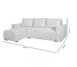 Divano Letto con Penisola Bianco Contenitore 237x169 cm, Lavabile - Naturno