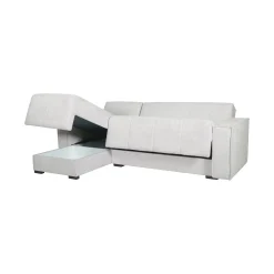 Divano Letto con Penisola Bianco Contenitore 237x169 cm, Lavabile - Naturno
