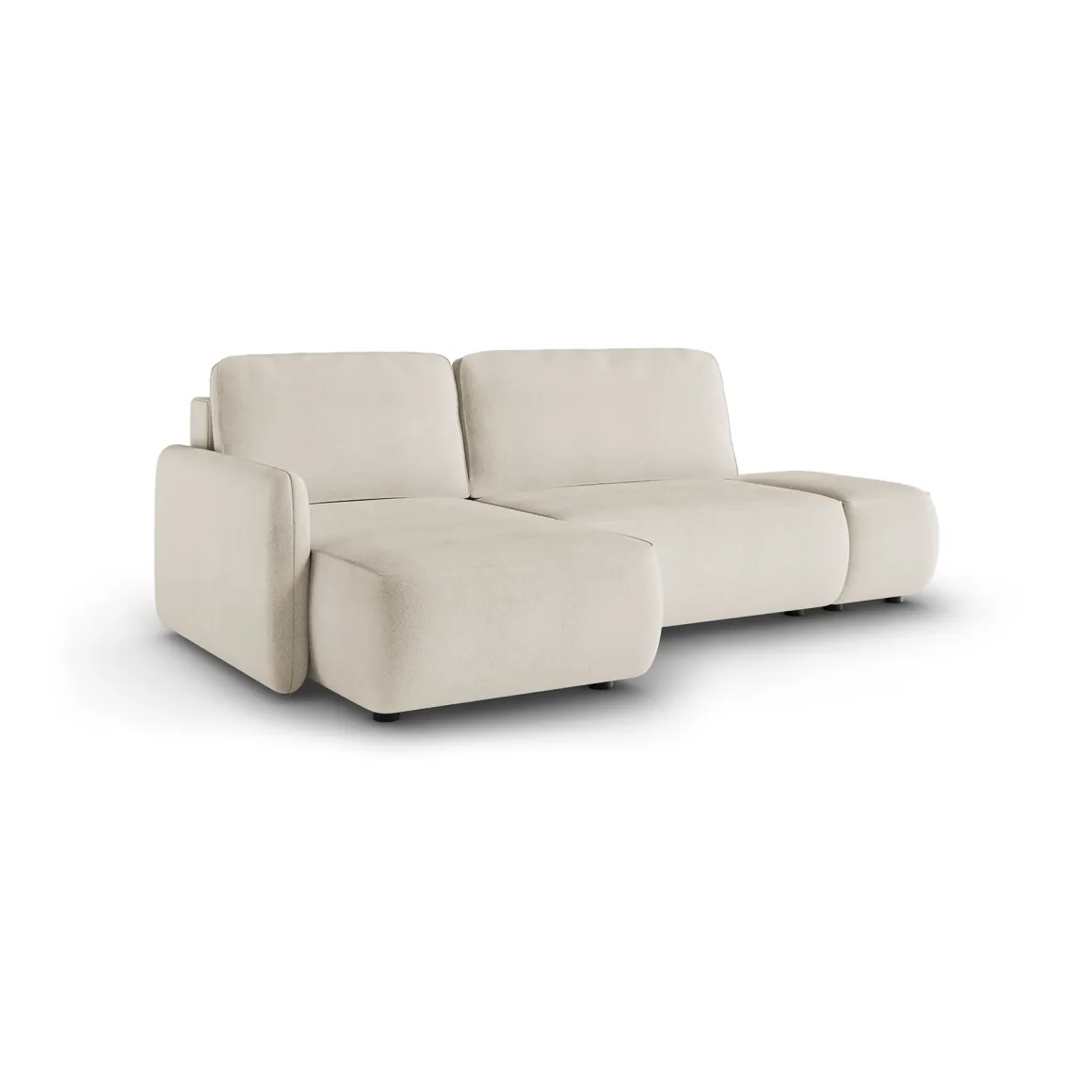 Divano Letto con Penisola Bianco Crema Contenitore Reclinabile 229x148 cm, Cuscini Sfoderabili - Rezzo