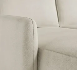 Divano Letto con Penisola Bianco Crema Contenitore Reclinabile 229x148 cm, Cuscini Sfoderabili - Rezzo