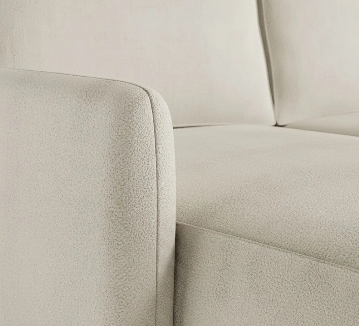 Divano Letto con Penisola Bianco Crema Contenitore Reclinabile 229x148 cm, Cuscini Sfoderabili - Rezzo
