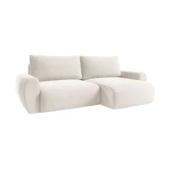 Divani Angolari|Divani Letto Con Penisola > Dmora Divano Letto con Penisola Contenitore Reclinabile 268x163 cm, Cuscini Sfoderabili - Folgarida Bianco Crema