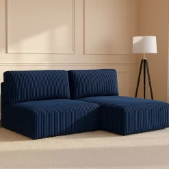 Divani Angolari|Divani Letto Con Penisola > Dmora Divano Letto con Penisola Contenitore Cuscini Sfoderabili 210x149 cm, Reclinabile - Pergola Blu