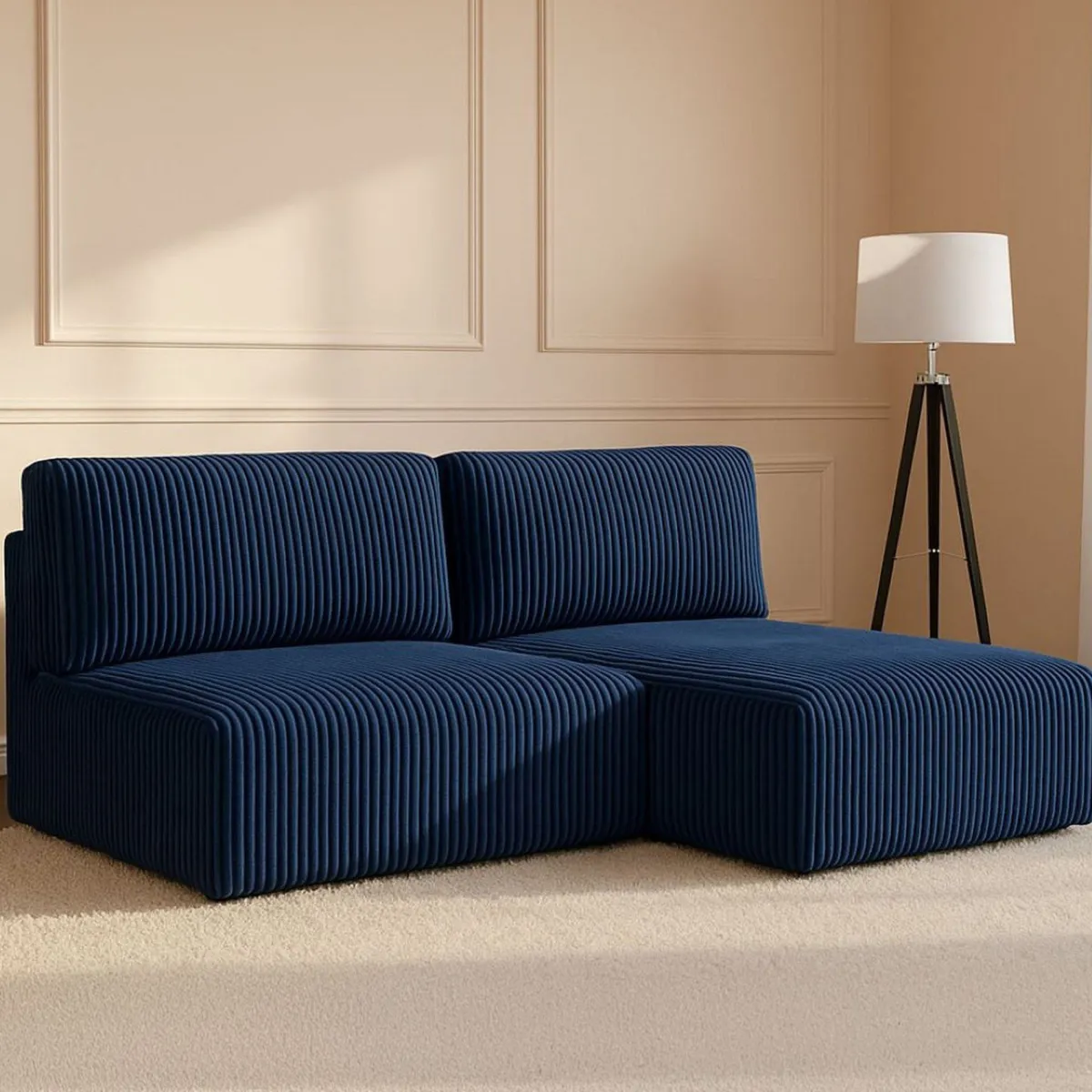Divani Angolari|Divani Letto Con Penisola > Dmora Divano Letto con Penisola Contenitore Cuscini Sfoderabili 210x149 cm, Reclinabile - Pergola Blu