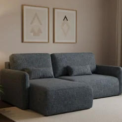 Divani Angolari|Divani Letto Con Penisola > Dmora Divano Letto con Penisola Contenitore Reclinabile 229x148 cm, Cuscini Sfoderabili - Rezzo Blu