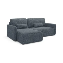 Divani Angolari|Divani Letto Con Penisola > Dmora Divano Letto con Penisola Contenitore Reclinabile 229x148 cm, Cuscini Sfoderabili - Rezzo Blu