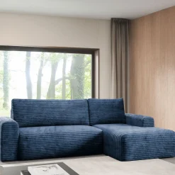 Divani Angolari|Divani Letto Con Penisola > Dmora Divano Letto con Penisola Contenitore Reversibile 245x185 cm, Reclinabile - Ranco Blu
