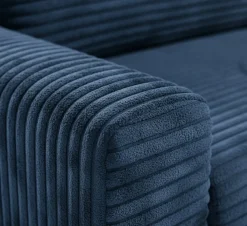 Divano Letto con Penisola blu Contenitore Reclinabile 268x163 cm, Cuscini Sfoderabili - Folgarida