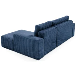 Divano Letto con Penisola blu Contenitore Reclinabile 268x163 cm, Cuscini Sfoderabili - Folgarida