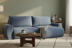 Divani Letto Con Penisola|Salotto > Dmora Divano Letto con Penisola Contenitore con Piedini 225x151 cm, Reclinabile - Aronix Blu