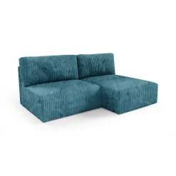 Divani Angolari|Divani Letto Con Penisola > Dmora Divano Letto con Penisola Contenitore Reclinabile 229x148 cm, Cuscini Sfoderabili - Rezzo Blu Petrolio