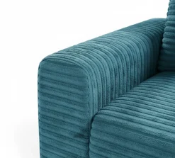 Divano Letto con Penisola blu Petrolio Contenitore Reclinabile 268x163 cm, Cuscini Sfoderabili - Folgarida