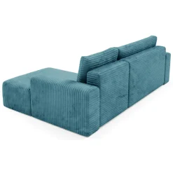 Divano Letto con Penisola blu Petrolio Contenitore Reclinabile 268x163 cm, Cuscini Sfoderabili - Folgarida
