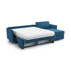Divani Angolari|Divani Letto Con Penisola > Dmora Divano Letto con Penisola Sfoderabile Contenitore 280x160 cm, Idrorepellente Trasformabile in Letto Made in Italy - Pusiano Blu