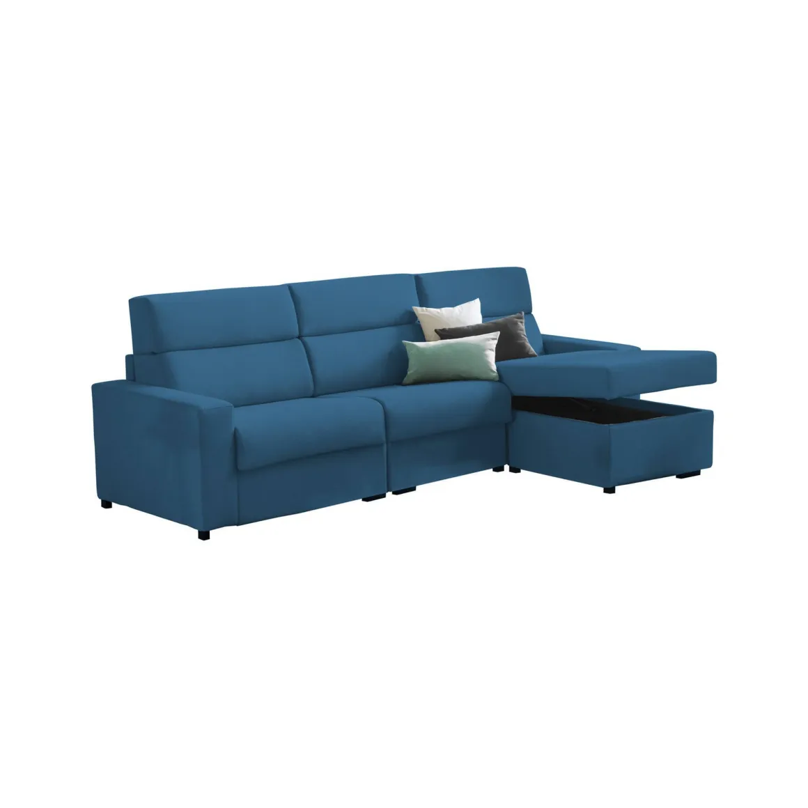Divani Angolari|Divani Letto Con Penisola > Dmora Divano Letto con Penisola Sfoderabile Contenitore 285x160 cm, Idrorepellente Multiposizione Made in Italy - Ganzaria Blu
