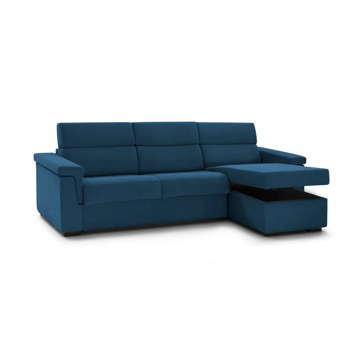 Divani Angolari|Divani Letto Con Penisola > Dmora Divano Letto con Penisola Sfoderabile Contenitore 285x160 cm, Idrorepellente Multiposizione Trasformabile in Letto Made in Italy - Tolle Blu