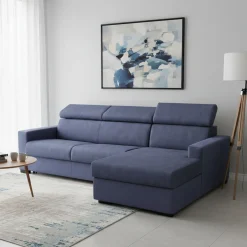 Divano letto con penisola blu 280x95cm - Allevatore