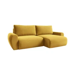 Divani Angolari|Divani Letto Con Penisola > Dmora Divano Letto con Penisola Contenitore Reclinabile 207x148 cm, Reversibile - Pagno Giallo Senape