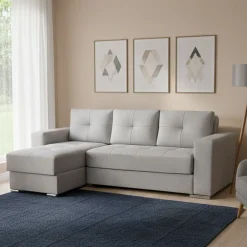 Divani Angolari|Divani Letto Con Penisola > Dmora Divano Letto con Penisola Contenitore 285x160 cm, Idrorepellente Sfoderabile Multiposizione Trasformabile in Letto Made in Italy Grigio Chiaro