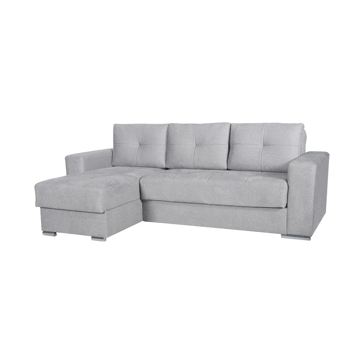 Divano Letto con Penisola Grigio Chiaro Contenitore 236x156 cm, Lavabile - Cesaro