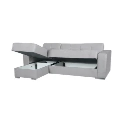 Divano Letto con Penisola Grigio Chiaro Contenitore 236x156 cm, Lavabile - Cesaro
