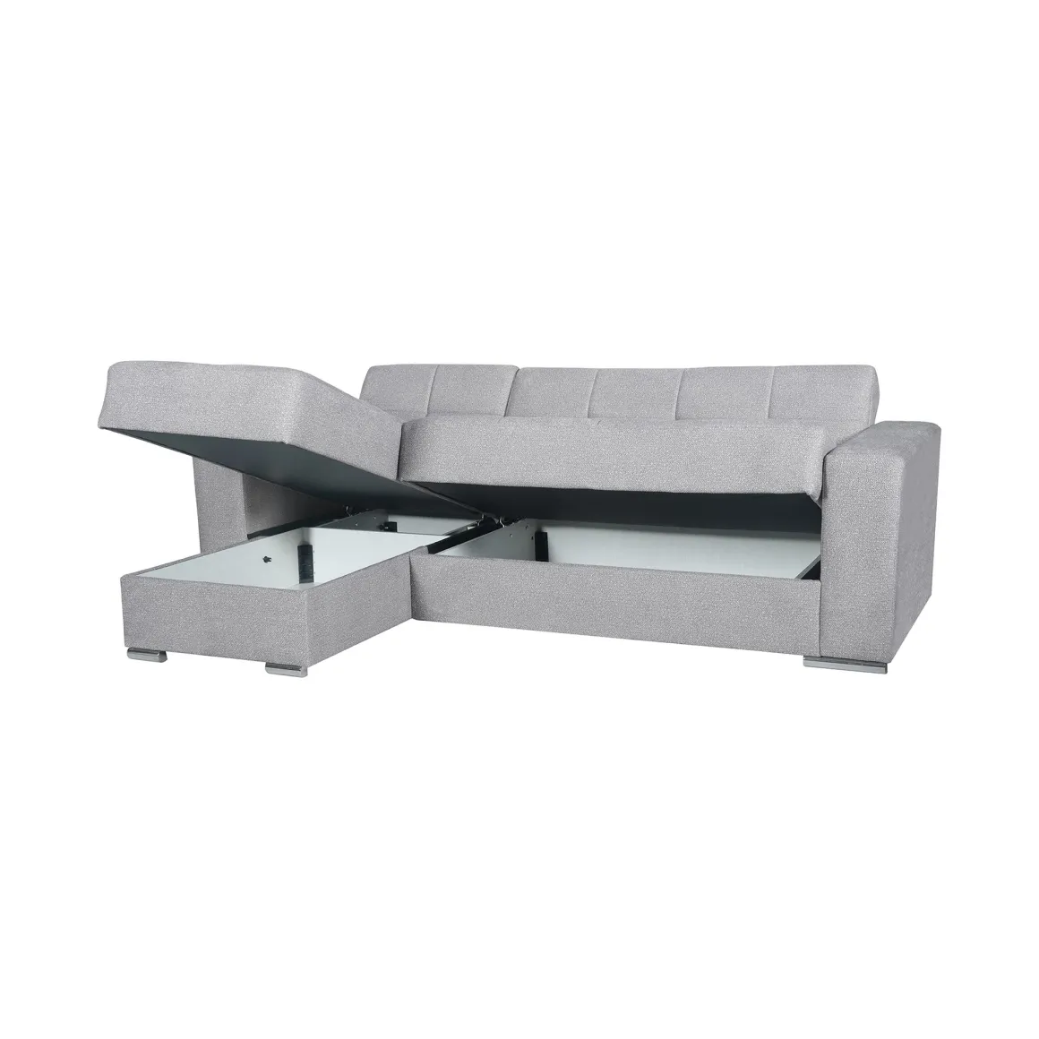 Divano Letto con Penisola Grigio Chiaro Contenitore 236x156 cm, Lavabile - Cesaro