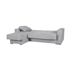 Divano Letto con Penisola Grigio Chiaro Contenitore 236x156 cm, Lavabile - Cesaro