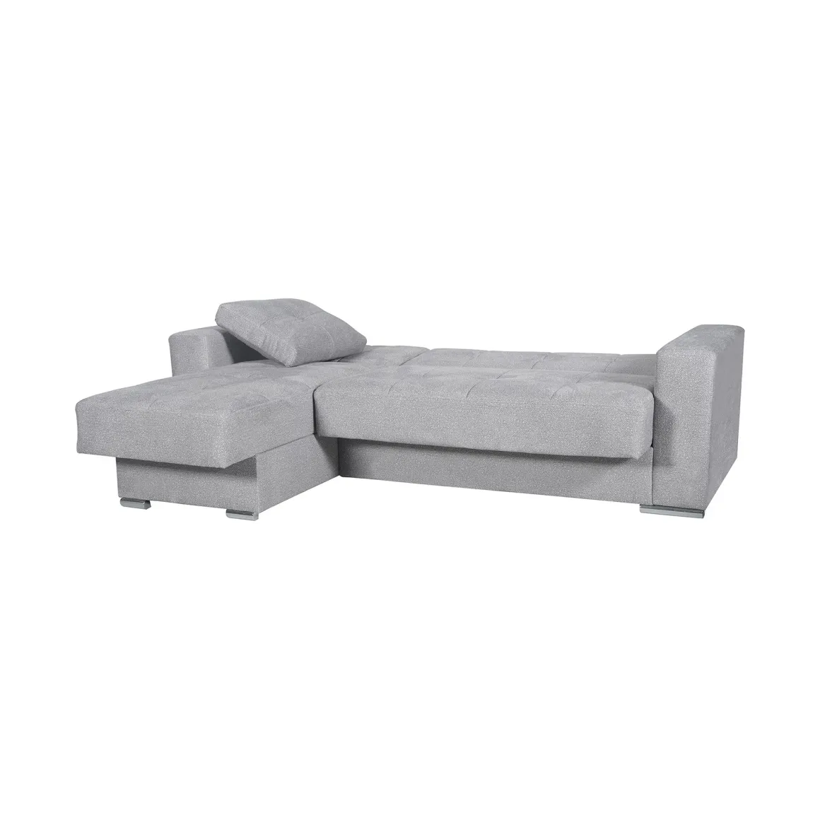 Divano Letto con Penisola Grigio Chiaro Contenitore 236x156 cm, Lavabile - Cesaro