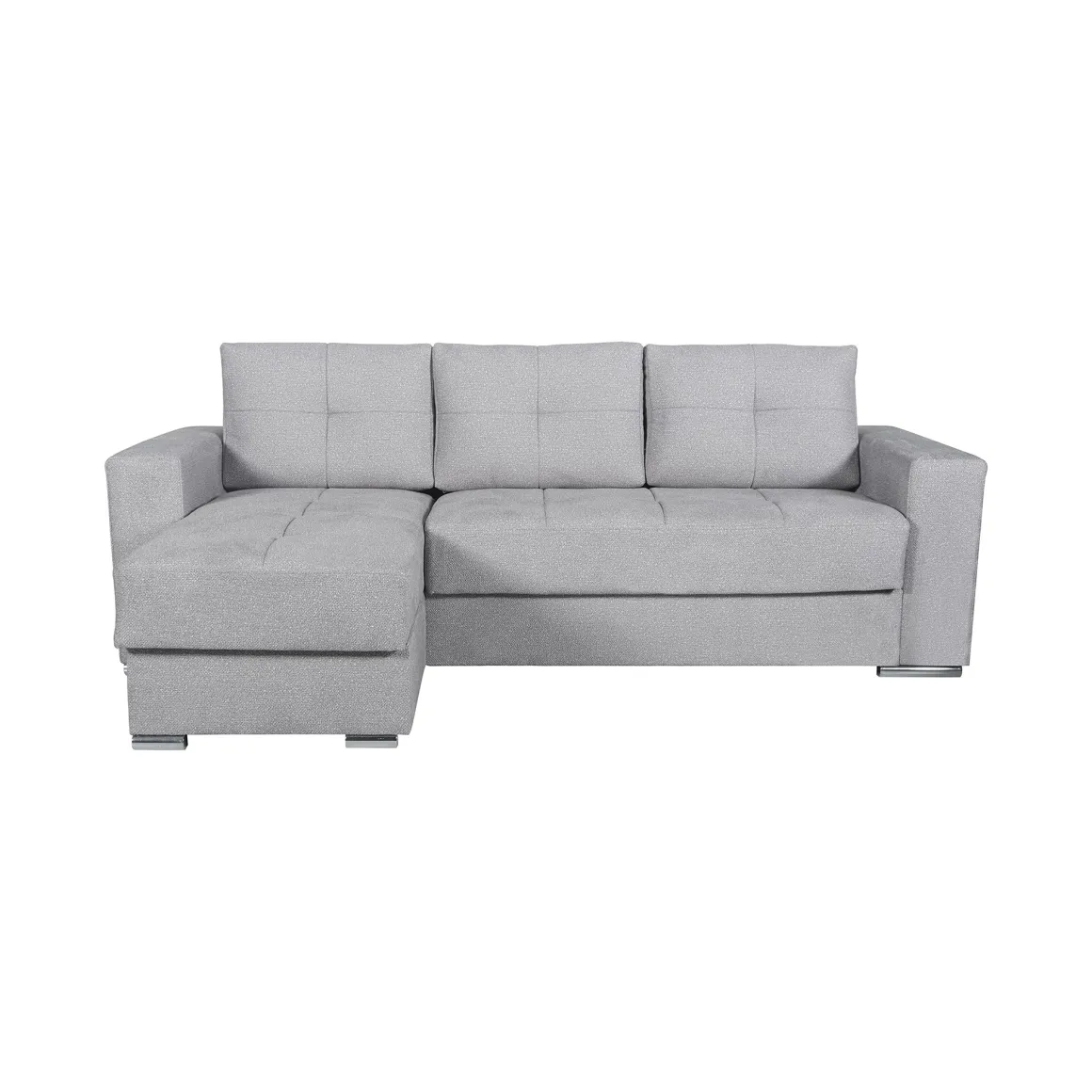 Divano Letto con Penisola Grigio Chiaro Contenitore 236x156 cm, Lavabile - Cesaro